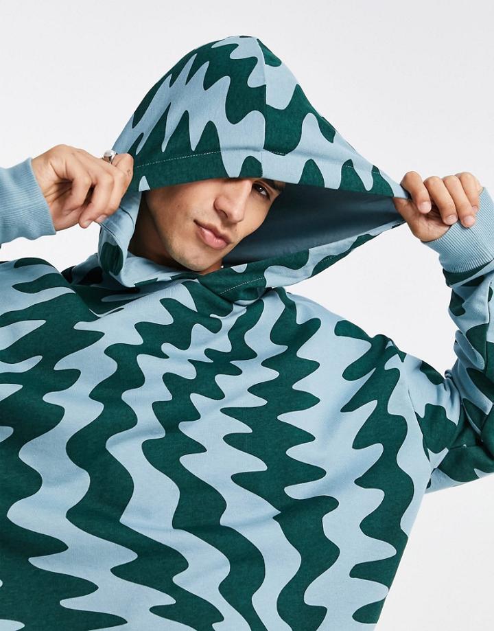 Asos Design Oversized Hoodie In All Over Zig Zag Print - Part Of A Set-multi