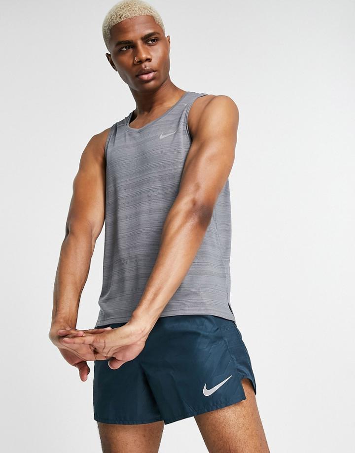 Nike Running Dri-fit Miler Tank In Gray-grey