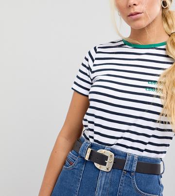 Retro Luxe London Leather Belt With Celestial Buckle - Black