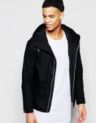 Pull & Bear Zip Through Jacket In Black - Black