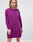 Asos Knitted Mini Dress In Structured Yarn - Purple