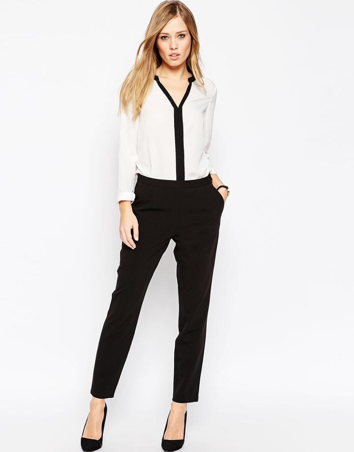 Asos Slim Pants With Zip Detail - Black