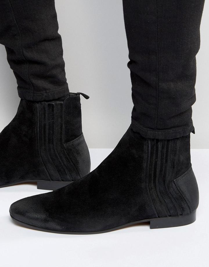 Hudson London Larner Suede Chelsea Boots - Black
