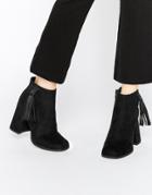 Asos Emile Fringe Ankle Boots - Black