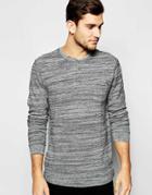 Blend Long Sleeve Henley Woven Slub Stripe - Stone Mix