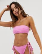 Prettylittlething Bandeau Bikini Top In Pink - Pink