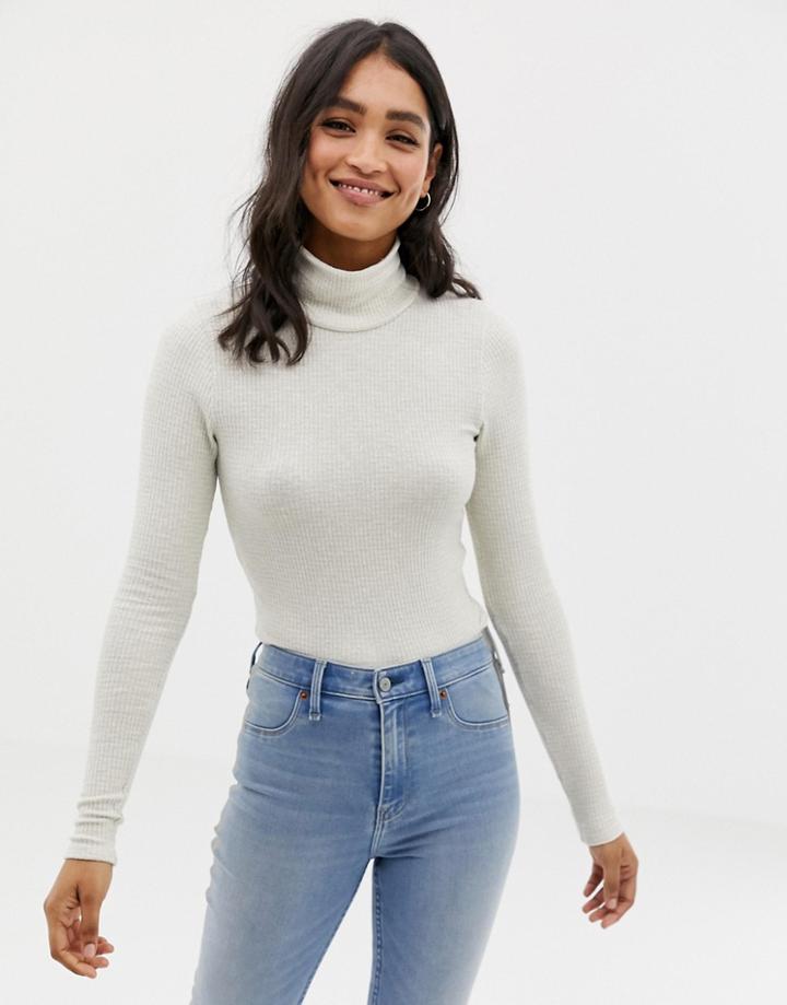 Abercrombie & Fitch High Neck Rib Top With Metallic Stripe - Multi