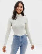 Abercrombie & Fitch High Neck Rib Top With Metallic Stripe - Multi