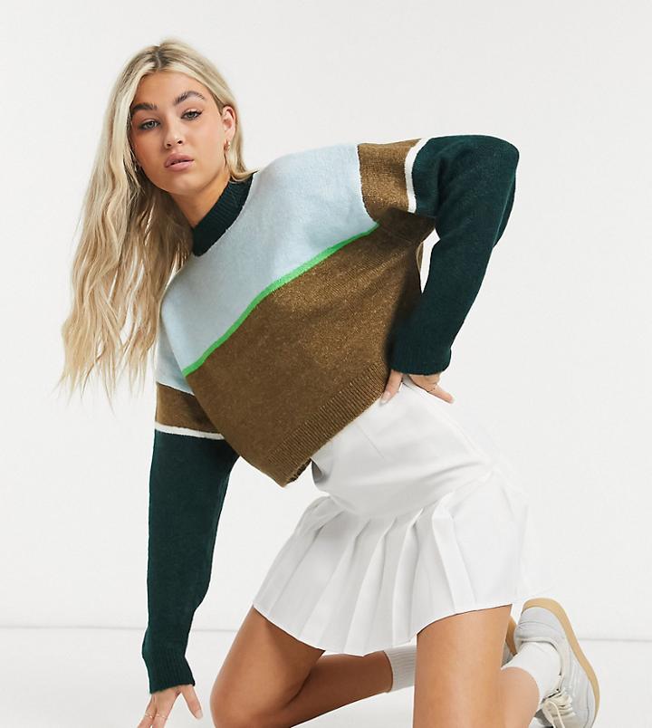 Collusion Boxy Color Block Sweater-multi