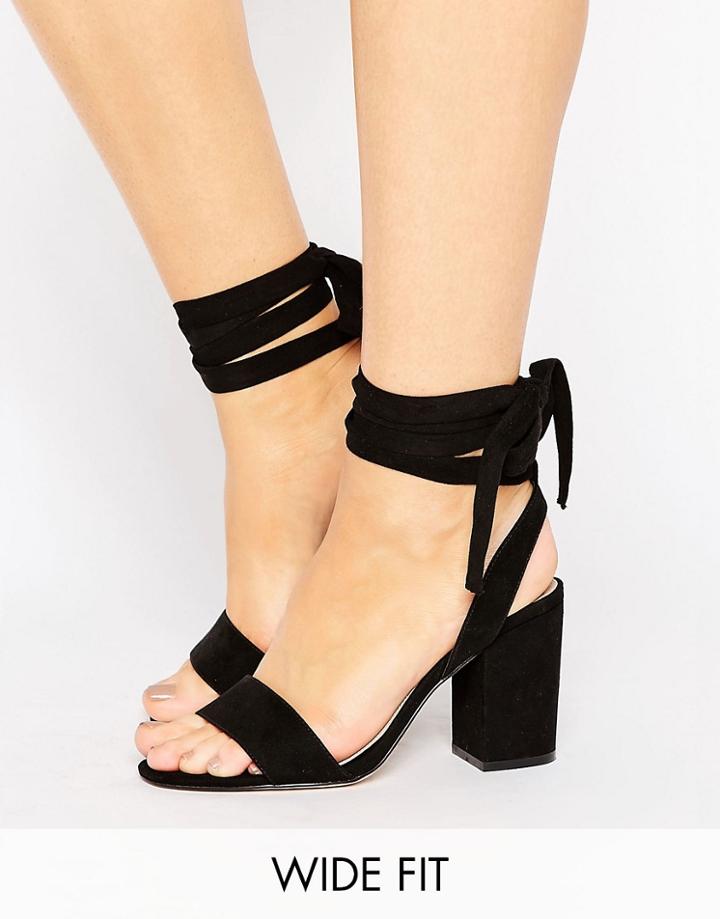 Asos Holding On Wide Fit Tie Leg Sandals - Black