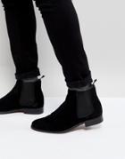 Walk London Harrington Suede Chelsea Boots In Black - Black