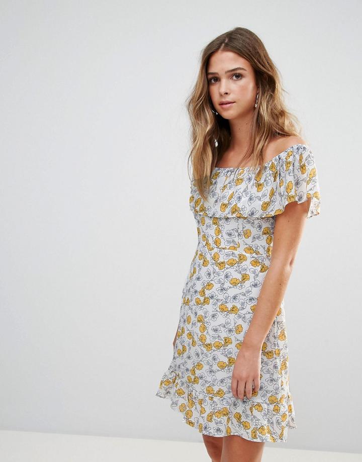 Goldie Floral Frilly Off Shoulder Dress - Multi