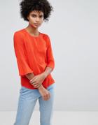 Warehouse Fluted Sleeve Textured Top - Red