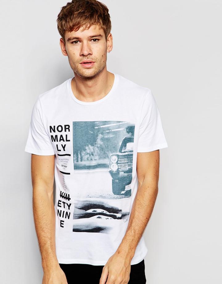 Selected Homme T-shirt With City Print - White