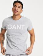 Gant T-shirt In Gray With Front Logo-grey