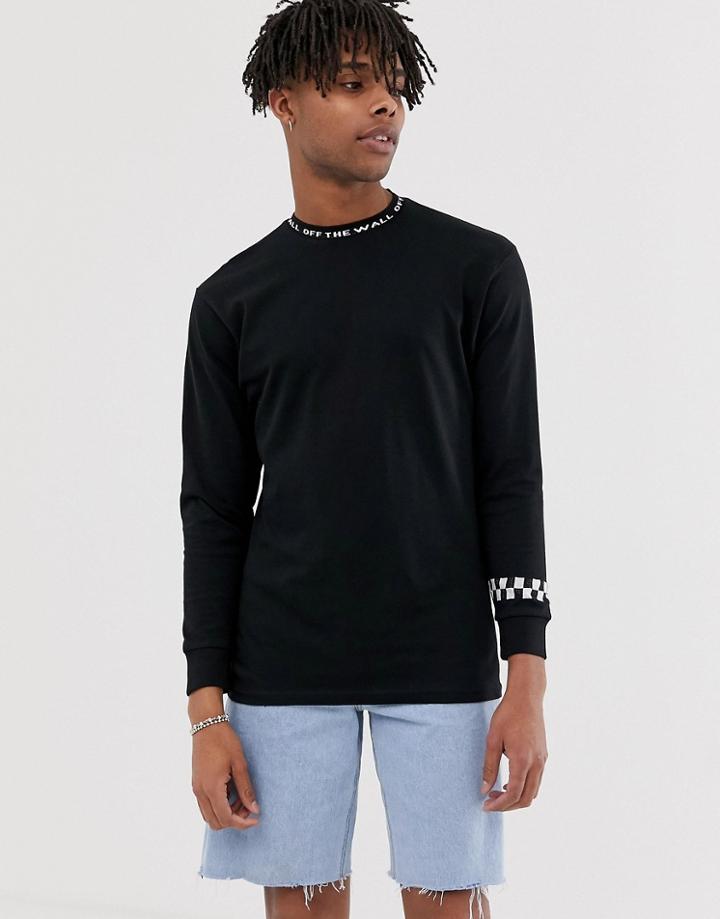 Vans Knit Collar Long Sleeve T-shirt In Black