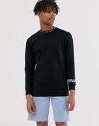 Vans Knit Collar Long Sleeve T-shirt In Black