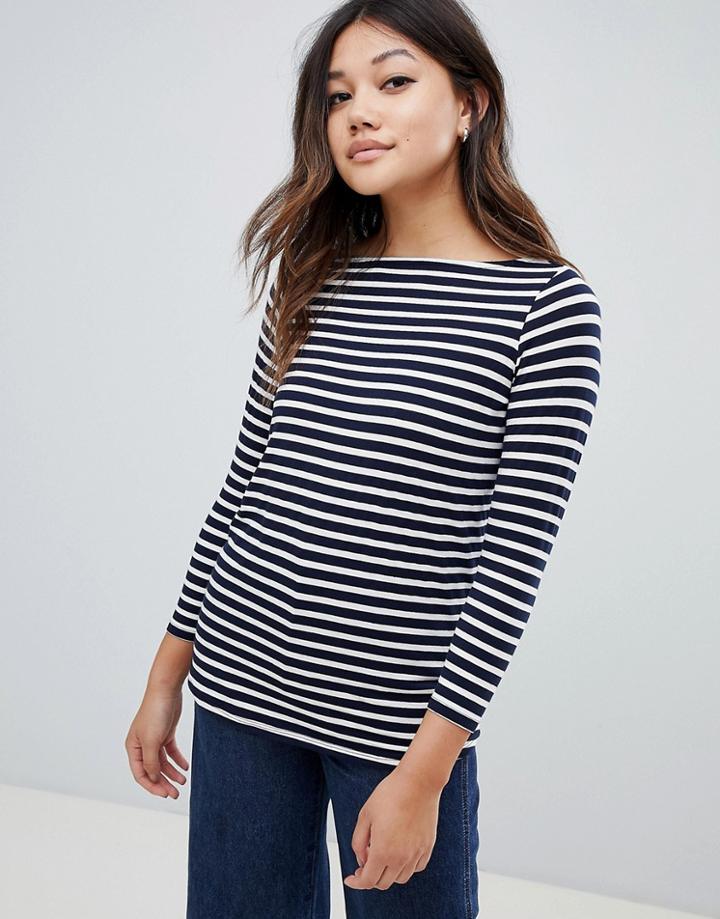 Asos Design Stripe Slouchy Long Sleeve T-shirt-multi