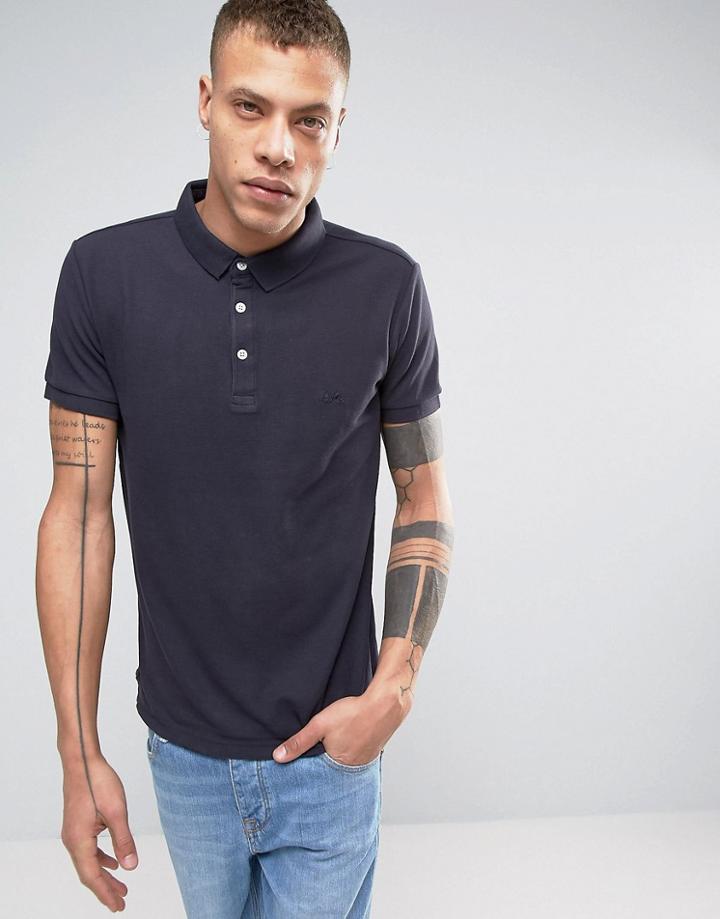 Lindbergh Pique Polo Shirt In Navy - Navy