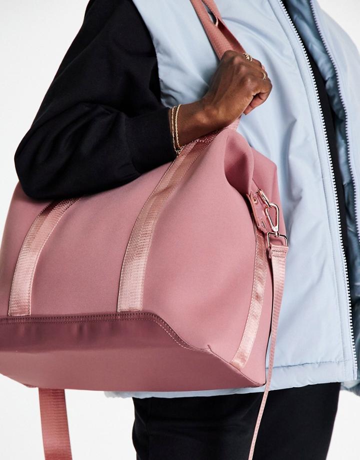 Asos Design Scuba Carryall With Rose Gold Hardware In Mauve-pink