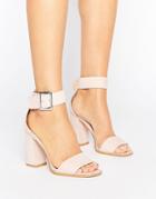 Raid Marina Dusty Pink Mid Block Heeled Sandals - Pink