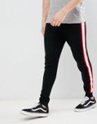 Asos Design Knitted Joggers With Side Stripe In Black - Black