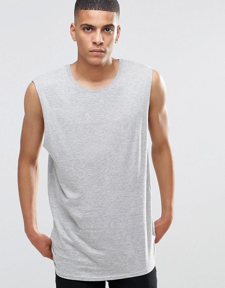 Brave Soul Cap Sleeve Long Line Tank - Gray