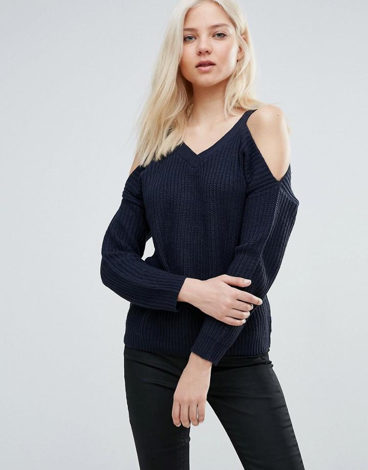 Vero Moda Cold Shoulder Sweater - Navy