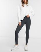 New Look Acid Wash Leggings In Dark Gray-grey