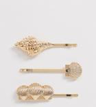Reclaimed Vintage Inspired Shell Hair Slides 3 Pack-multi