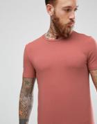 Asos Design Muscle Fit T-shirt With Crew Neck In Pink - Red