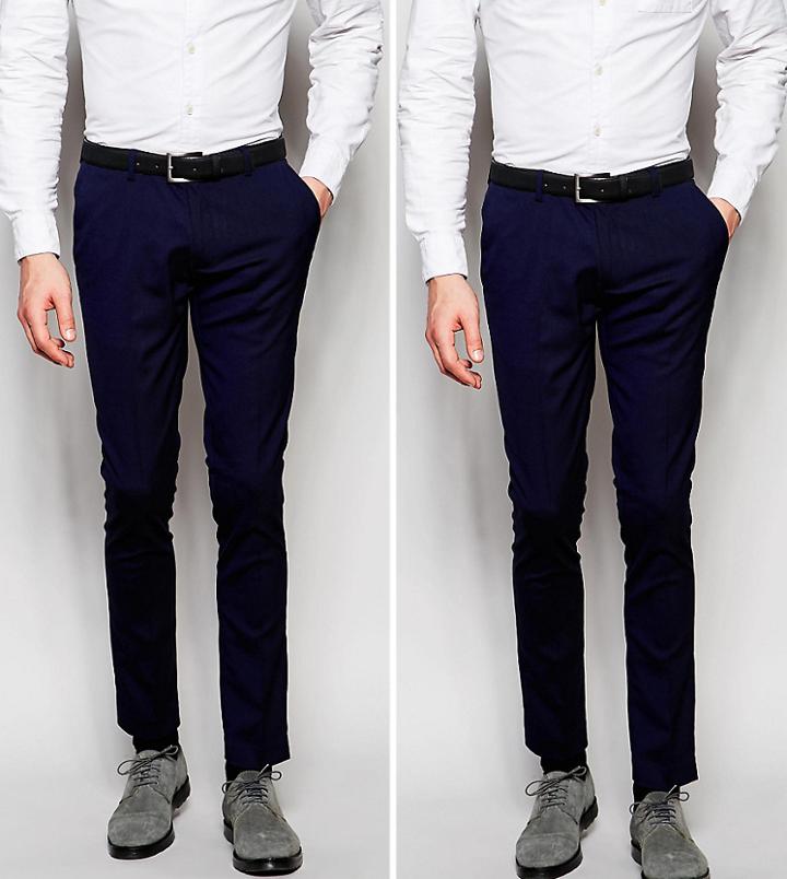 Asos 2 Pack Super Skinny Basic Smart Pants In Navy Save - Multi