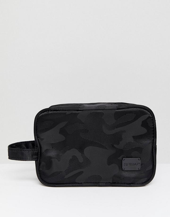 Spiral Camo Blackout Toiletry Bag - Black
