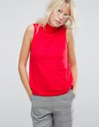 Asos Top With High Neck In Ponte - Red
