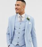 Asos Design Tall Wedding Skinny Suit Jacket In Blue Cross Hatch