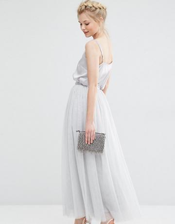 True Decadence Petite Tulle Maxi Skirt - Gray