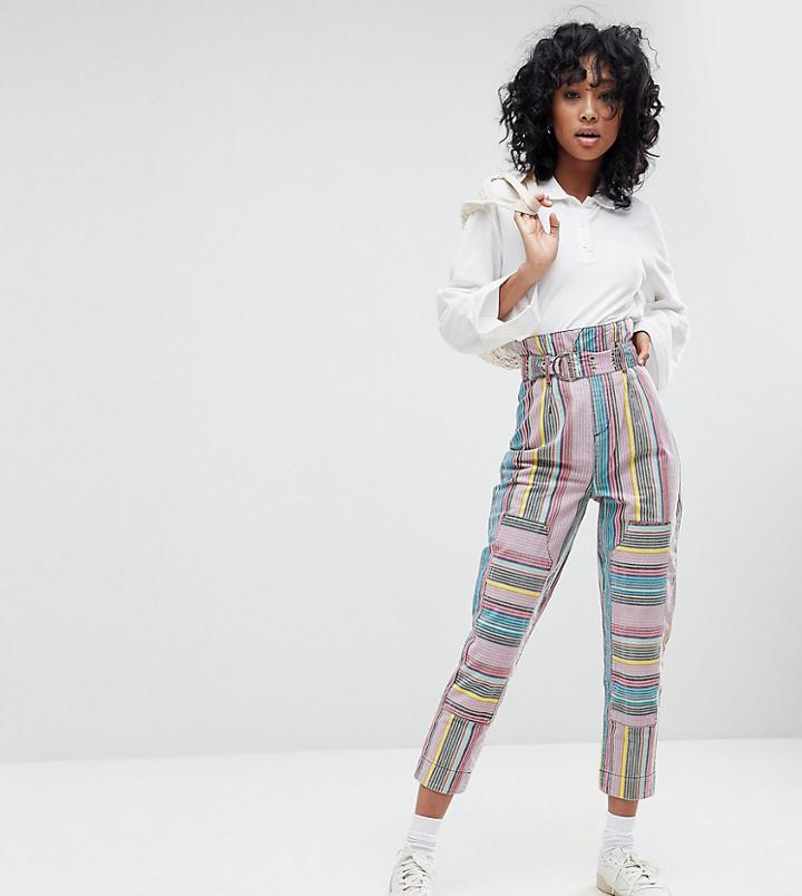 Asos Stevie High Waisted Peg Pants In Stripe - Multi