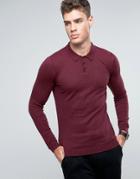 Asos Knitted Polo In Muscle Fit - Red