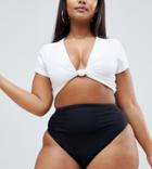 Asos Design Curve High Leg High Waist Bikini Bottom In Black