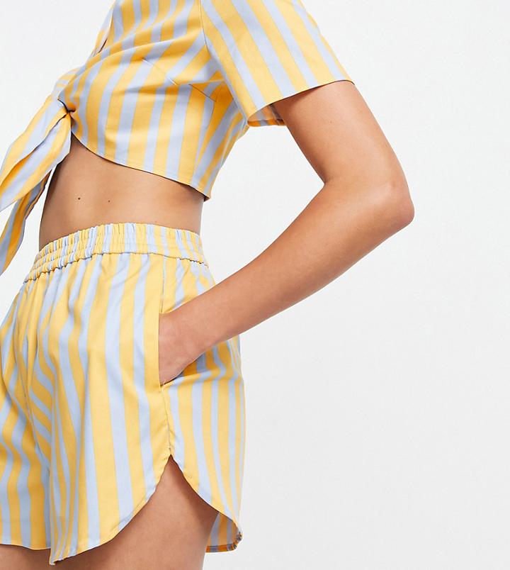 Collusion Shorts In Orange And Blue Stripe-multi