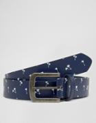 D-struct Palm Tree Printed Belt - Navy