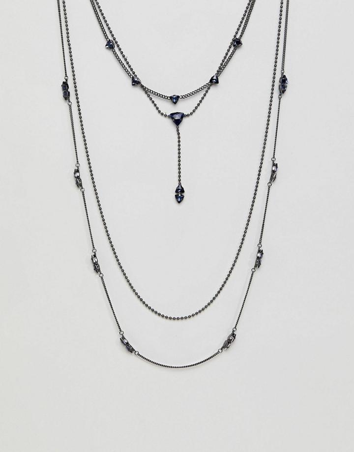 Steve Madden Multirow Pendant Necklace - Purple
