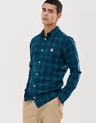 Le Breve Flannel Longline Check Shirt-navy