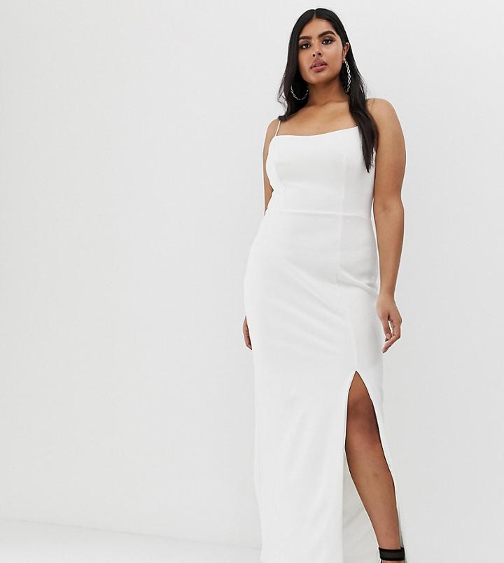 Club L Plus Square Neck Midaxi Dress In White - White