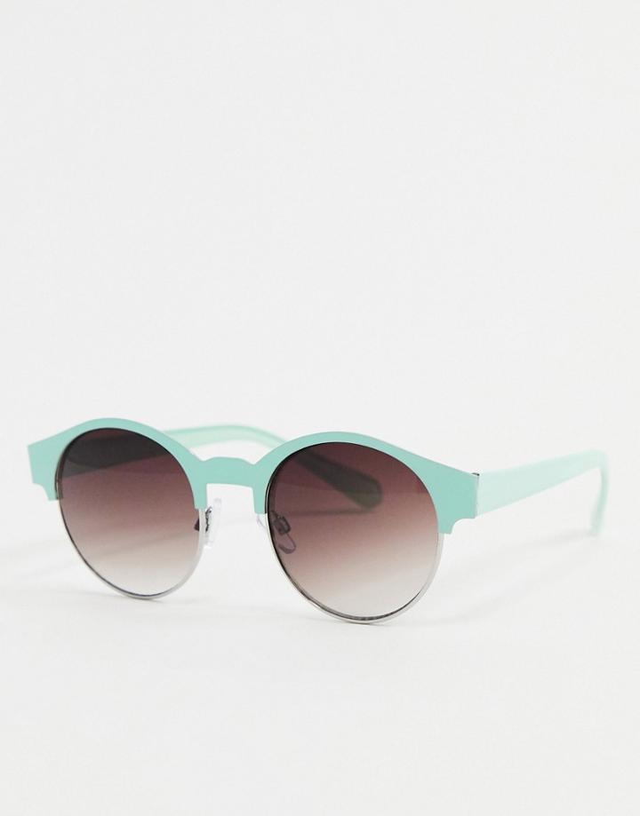 Aj Morgan Round Sunglasses In Mint Green