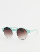 Aj Morgan Round Sunglasses In Mint Green