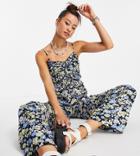 Reclaimed Vintage Inspired Cami Jumpsuit In Blue Floral-blues