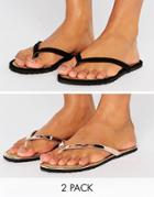 Asos Fido Raffia Flip Flop Two Pack - Multi