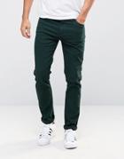 Farah Skinny Jeans In Green Stretch Twill - Green