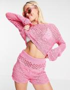 Miss Selfridge Crochet Shorts In Pink
